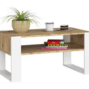 Salontafel Koffietafel DOMI / Artisan Eik – Wit / 92x45x53 cm