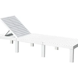 Dmora Ligbed Caserta Wit, Max 120 kg, Witte Zitting, Tuinstoel met Verstelbare Rugleuning, Made in Italy