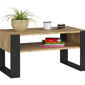 Salontafel Koffietafel DOMI / Artisan Eik – Zwart / 92x45x53 cm