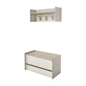 Dmora Halmeubel Brionia 40x90x46h cm Bruine Eik: Plank, Kapstok, Lade. Gemaakt in Italië