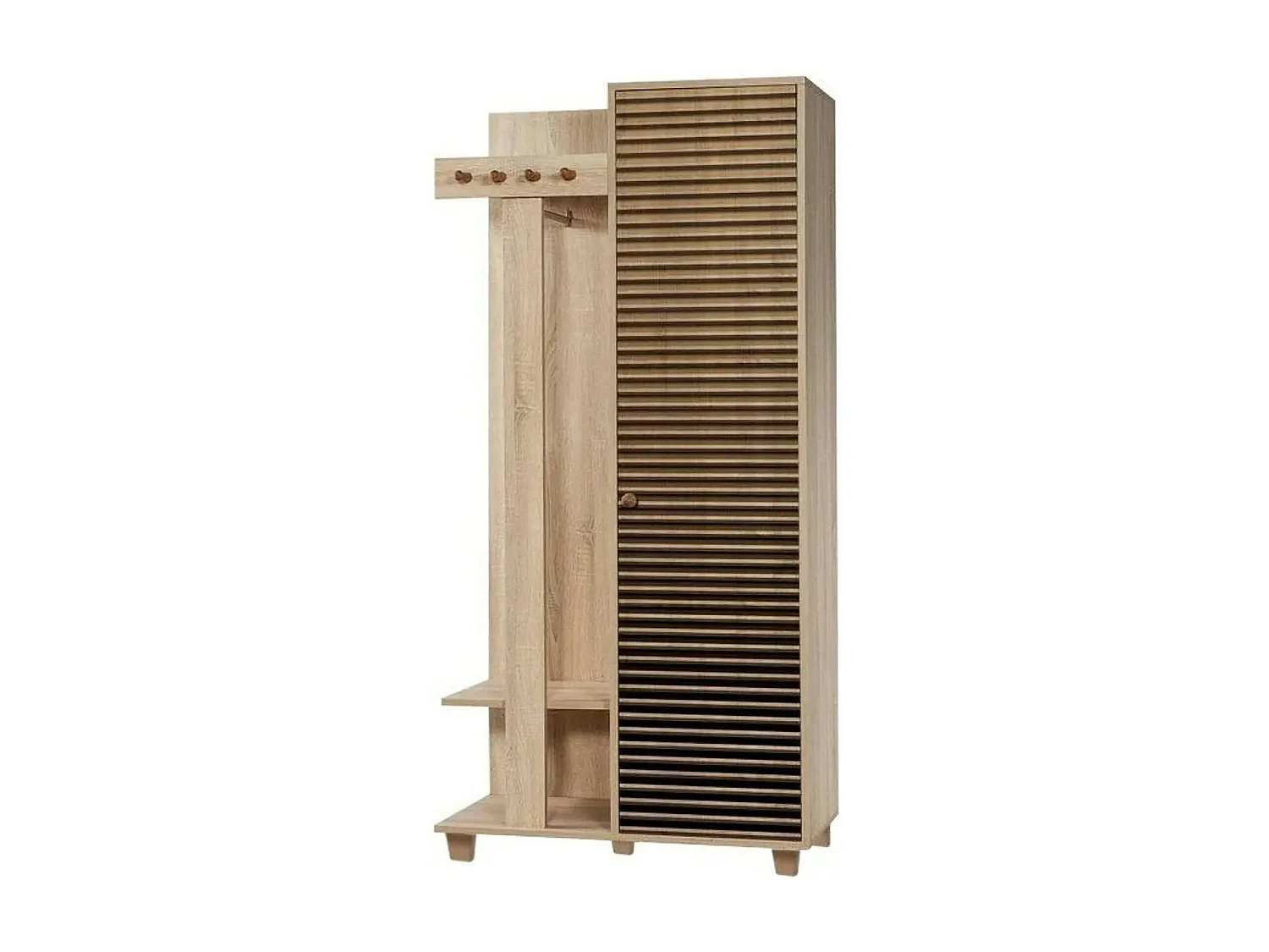 Dgal entreekastDiol, Entratina hanger, Compositie voor atrium, Multifunctionele opbergconsole, 90x36h194 cm, Eiken