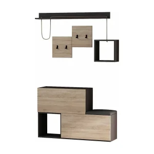 Dgiorgin entreekast, Hanger ingang, Atrium samenstelling, Multifunctionele opbergconsole, 120x17h76 cm, Antraciet en Eiken Dgiorgin entreekast, Hanger ingang, Atrium samenstelling, Multifunctionele opbergconsole, 120x17h76 cm, Antraciet en Eiken