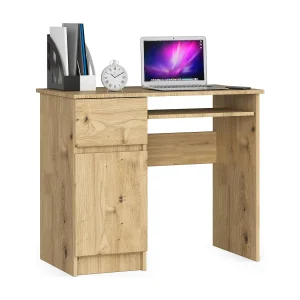 Bureau Links PIKSEL / Computerbureau / Computer Tafel / Bureautafel Rechts / Artisan Eik / 90 x 77 x 50 cm