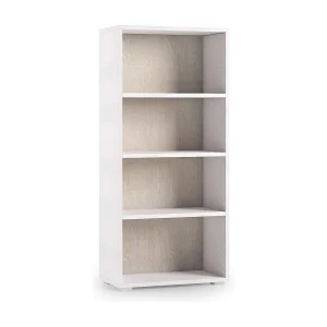 Ddjuri boekenkast, Bibliotheek met 3 verstelbare planken, Boekenplank, Bovenkast met planken, 100% Made in Italy, 60x30h130 cm, Wit en Eiken