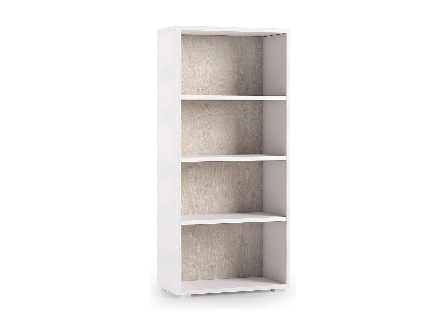 Ddjuri boekenkast, Bibliotheek met 3 verstelbare planken, Boekenplank, Bovenkast met planken, 100% Made in Italy, 60x30h130 cm, Wit en Eiken