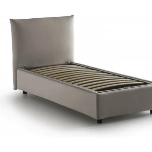 Talamo Italia Eenpersoonsbed Clarissa Grijs Taupe Afneembare Bekleding, Opbergbox, Matrass 80×190 cm Made in Italy Talamo Italia Eenpersoonsbed Clarissa Grijs Taupe Afneembare Bekleding, Opbergbox, Matrass 80×190 cm Made in Italy
