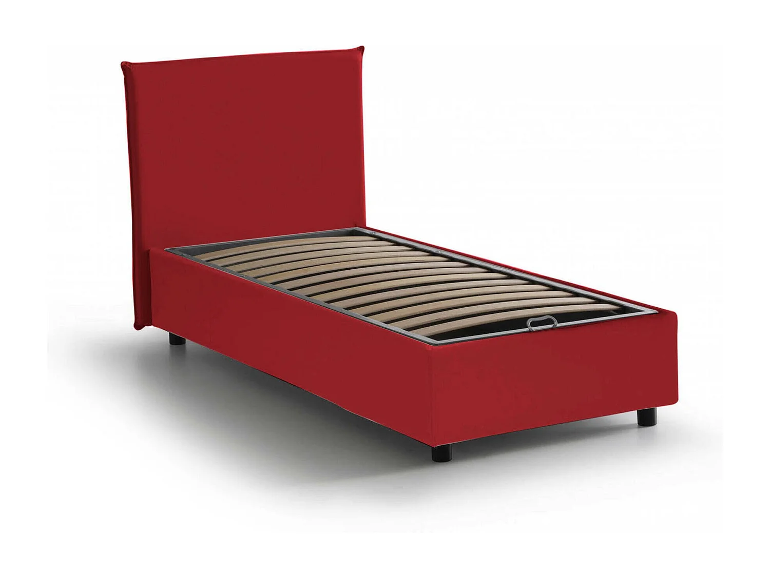 Talamo Italia Eenpersoonsbed Cassiopea Rood, Afneembare Hoes, Opslagruimte, Matrasmaat 80x200 cm Made in Italy