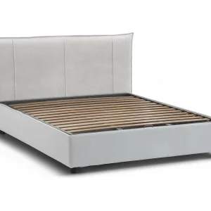 Dbadel tweepersoonsbed, Opbergbed met stoffen bekleding, 100% Made in Italy, Opening aan de voorkant, geschikt voor matras van 160×190 cm, Wit