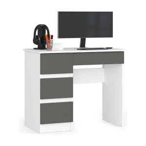 Bureau Links A-7 / Computerbureau / Computer Tafel / Bureautafel Links / Wit – Grafietgrijs/ 90 x 77 x 50 cm Bureau Links A-7 / Computerbureau / Computer Tafel / Bureautafel Links / Wit – Grafietgrijs/ 90 x 77 x 50 cm