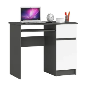 Bureau Rechts PIKSEL / Computerbureau / Computer Tafel / Bureautafel Rechts / Grafietgrijs – Wit / 90 x 77 x 50 cm Bureau Rechts PIKSEL / Computerbureau / Computer Tafel / Bureautafel Rechts / Grafietgrijs – Wit / 90 x 77 x 50 cm