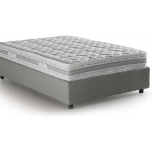 Dmalizi tweepersoonsbed, Opbergbed met stoffen bekleding, 100% Made in Italy, Opening aan de voorzijde, inclusief matras van 120×200 cm, Grijs