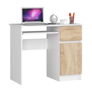 Bureau Rechts PIKSEL / Computerbureau / Computer Tafel / Bureautafel Rechts / Wit – Sonoma Eik / 90 x 77 x 50 cm Bureau Rechts PIKSEL / Computerbureau / Computer Tafel / Bureautafel Rechts / Wit – Sonoma Eik / 90 x 77 x 50 cm