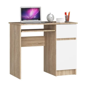 Bureau Rechts PIKSEL / Computerbureau / Computer Tafel / Bureautafel Rechts / Sonoma Eik – Wit / 90 x 77 x 50 cm Bureau Rechts PIKSEL / Computerbureau / Computer Tafel / Bureautafel Rechts / Sonoma Eik – Wit / 90 x 77 x 50 cm