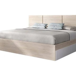 Dhadwi tweepersoonsbed, Sommier voor slaapkamer, Bedframe voor kamer, Matrashouderstructuur, 166×205 h96 cm, Wit en Eiken Dhadwi tweepersoonsbed, Sommier voor slaapkamer, Bedframe voor kamer, Matrashouderstructuur, 166×205 h96 cm, Wit en Eiken