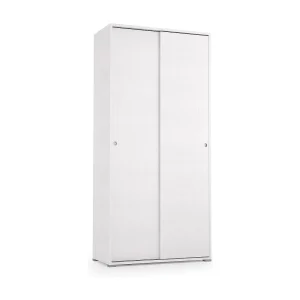 Dbuti kledingkast, kledingkast met 2 schuifdeuren en 4 planken, modern multifunctioneel slaapkamermeubilair, 100% Made in Italy, 90x45h195 cm, Wit