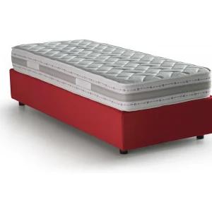 Dcassan eenpersoonsbed, Opbergbed met stoffen bekleding, 100% Made in Italy, Zijopening, inclusief matras van 80×190 cm, Rood