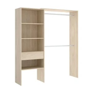 Dgarut kledingkast, Structuur voor inloopkast, Open kleerhanger, 160x40h187 cm, Eiken