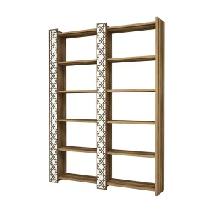 Destéve Boekenkast, Kantoorplank, Mobiel portaalIbri, Bibliotheek, 125x24h170 cm, Walnoot en Wit Destéve Boekenkast, Kantoorplank, Mobiel portaalIbri, Bibliotheek, 125x24h170 cm, Walnoot en Wit