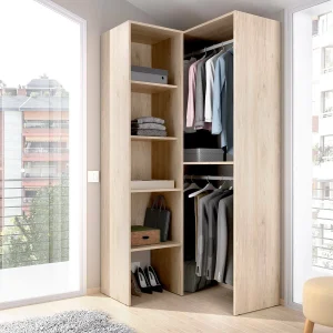 Dalmic kledingkast, Structuur voor hoekinloopkast, Open hoekkleerhanger, 79x88h186 cm, Eiken