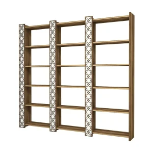 Destéve boekenkast, kantoorplank, boekenkast, bibliotheek, 185x24h170 cm, walnoot en wit Destéve boekenkast, kantoorplank, boekenkast, bibliotheek, 185x24h170 cm, walnoot en wit