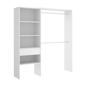 Dgarut kledingkast, Structuur voor inloopkast, Open kleerhanger, 160x40h187 cm, Wit