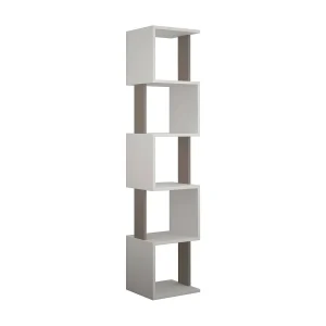 Dadjapon Boekenkast, PlankKantoor, Boekenkast, Bibliotheek, 35x30h161 cm, Wit en Tortora
