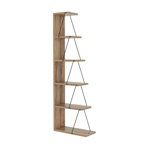 Dpallanc Boekenkast, Kantoorplank, Boekenkast, Bibliotheek, 50x22h150 cm, Eiken en Zwart Dpallanc Boekenkast, Kantoorplank, Boekenkast, Bibliotheek, 50x22h150 cm, Eiken en Zwart