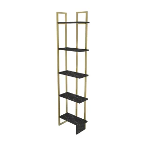Dbradari Boekenkast, Plank dKantoor, Boekenkast, Bibliotheek, 45x22h180 cm, Zwart en Goud Dbradari Boekenkast, Plank dKantoor, Boekenkast, Bibliotheek, 45x22h180 cm, Zwart en Goud