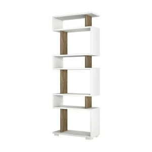 Dpeeter boekenkast, kantoorplank, MobiBoekendragers, Bibliotheek, 60x20h165 cm, Wit en Walnoot Dpeeter boekenkast, kantoorplank, MobiBoekendragers, Bibliotheek, 60x20h165 cm, Wit en Walnoot