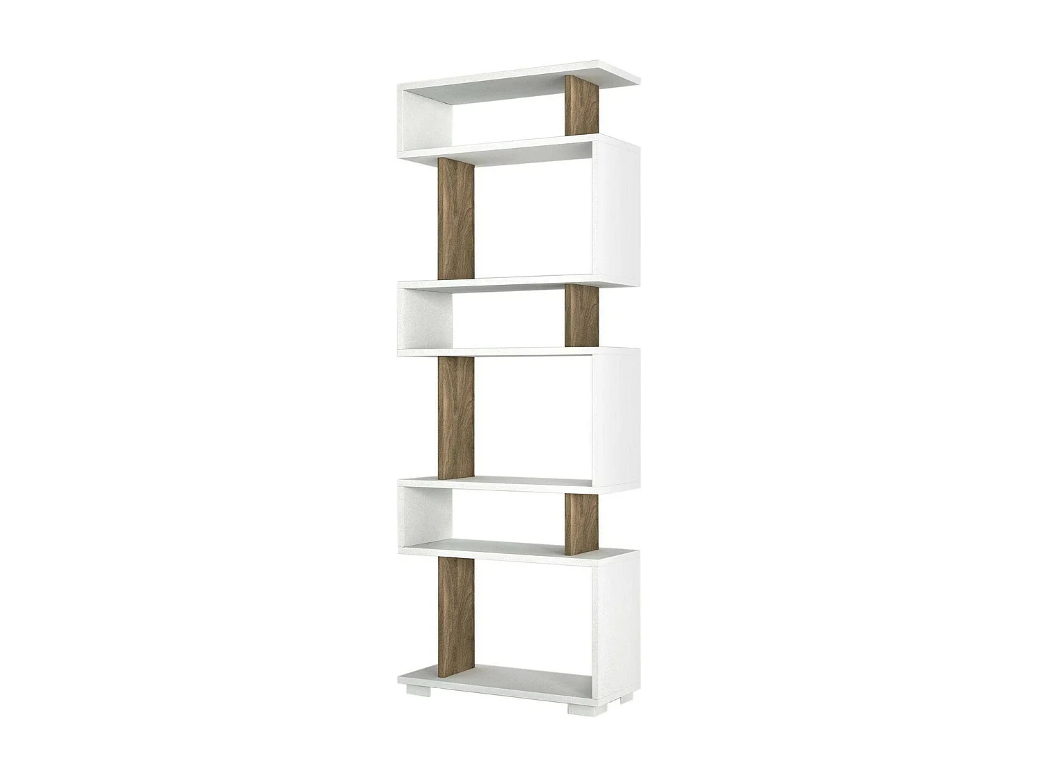 Dpeeter boekenkast, kantoorplank, MobiBoekendragers, Bibliotheek, 60x20h165 cm, Wit en Walnoot