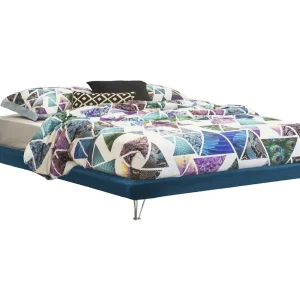 Dferron tweepersoonsbed, Vast bed in stof met poten, 100% Made in Italy, geschikt voor matras 160×190 cm, Blauw Dferron tweepersoonsbed, Vast bed in stof met poten, 100% Made in Italy, geschikt voor matras 160×190 cm, Blauw
