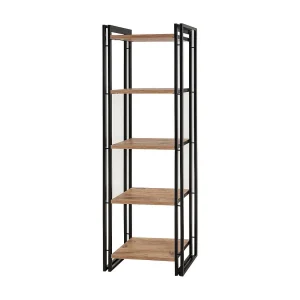 Dpig Boekenkast, Kantoor Plank, Boekensteun Kast,Bibliotheek, 60x35h180 cm, Eiken en Zwart