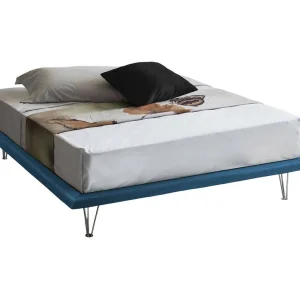 Dgaviol tweepersoonsbed, Vast bed in stof met poten, 100% Made in Italy, geschikt voor matras 160×200 cm, Blauw Dgaviol tweepersoonsbed, Vast bed in stof met poten, 100% Made in Italy, geschikt voor matras 160×200 cm, Blauw