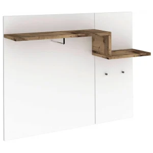 Dcugnat entreemeubilair, moderne multifunctionele entree, multifunctionele locker voor inkomhal, 100% Made in Italy, 120x30h100 cm, glanzend wit en esdoorn