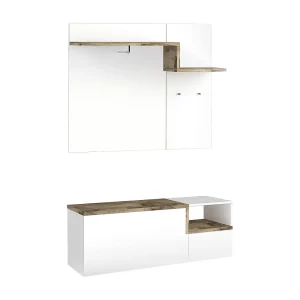 Halmeubel Graziella, 3 planken, gemaakt in Italië, 120x40x154h cm, hoogglans wit, kapstok, 2 deuren Halmeubel Graziella, 3 planken, gemaakt in Italië, 120x40x154h cm, hoogglans wit, kapstok, 2 deuren