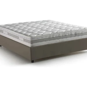 Dabadak tweepersoonsbed, Opbergbed met bekleding van eco-leer, 100% Made in Italy, Opening aan de voorkant, inclusief matras van 140×200 cm, Taupe