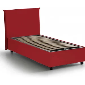 Dbasell eenpersoonsbed, Opbergbed met stoffen bekleding, 100% Made in Italy, Opening aan de voorkant, geschikt voor matras van 90×200 cm, Rood Dbasell eenpersoonsbed, Opbergbed met stoffen bekleding, 100% Made in Italy, Opening aan de voorkant, geschikt voor matras van 90×200 cm, Rood