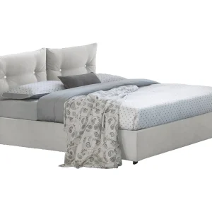 Daasba eenpersoonsbed, Opbergbed met stoffen bekleding, 100% Made in Italy, Opening aan de voorkant, inclusief matras van 80×190 cm, Wit
