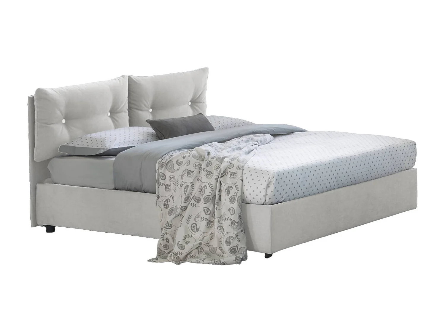 Daasba eenpersoonsbed, Opbergbed met stoffen bekleding, 100% Made in Italy, Opening aan de voorkant, inclusief matras van 80x190 cm, Wit