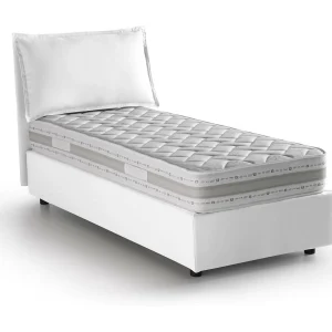 Dmangone eenpersoonsbed, Opbergbed met stoffen bekleding, 100% Made in Italy, Zijopening, inclusief matras van 80×190 cm, Wit