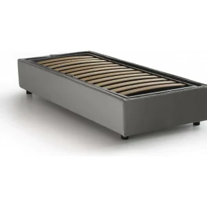 Dacerb eenpersoonsbed, Opbergbed met stoffen bekleding, 100% Made in Italy, Opening aan de voorkant, geschikt voor matras van 80×190 cm, Grijs