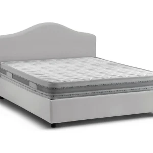 Djoci tweepersoonsbed, Opbergbed met stoffen bekleding, 100% Made in Italy, Opening aan de voorkant, inclusief matras van 160×200 cm, Wit