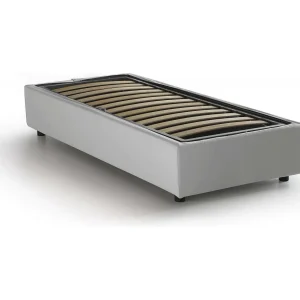 Dcatald eenpersoonsbed, Opbergbed met eco-lederen bekleding, 100% Made in Italy, Zijopening, geschikt voor matras van 80×190 cm, Wit