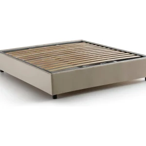 Dgraus tweepersoonsbed, Opbergbed met stoffen bekleding, 100% Made in Italy, Opening aan de voorkant, geschikt voor matras 160×200 cm, Beige