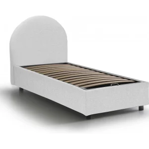 Daim eenpersoonsbed, Opbergbed met stoffen bekleding, 100% Made in Italy, Opening aan de voorkant, geschikt voor matras van 80×190 cm, Wit Daim eenpersoonsbed, Opbergbed met stoffen bekleding, 100% Made in Italy, Opening aan de voorkant, geschikt voor matras van 80×190 cm, Wit