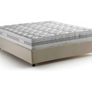 Daajj tweepersoonsbed, Opbergbed met stoffen bekleding, 100% Made in Italy, Opening aan de voorkant, inclusief matras 140×190 cm, Beige