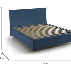 Dlevant tweepersoonsbed, opbergbed met stoffen bekleding, 100% Made in Italy, opening aan de voorkant, geschikt voor matras 120×190 cm, blauw Dlevant tweepersoonsbed, opbergbed met stoffen bekleding, 100% Made in Italy, opening aan de voorkant, geschikt voor matras 120×190 cm, blauw
