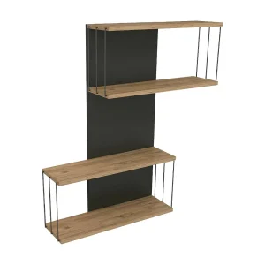 Dpaliott Plank, Plank, Wandplank, Multifunctionele Rekken, 65x19h96 cm, Antraciet en Eiken Dpaliott Plank, Plank, Wandplank, Multifunctionele Rekken, 65x19h96 cm, Antraciet en Eiken