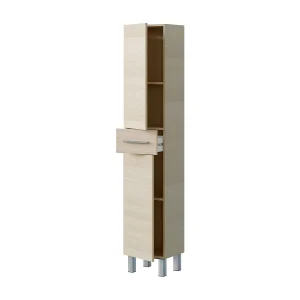 Dokerek badkamerkolom, Badkamerwandmeubel met 2 deuren en 1 lade, Hoge kledingkast, 35x31h182 cm, Eiken Dokerek badkamerkolom, Badkamerwandmeubel met 2 deuren en 1 lade, Hoge kledingkast, 35x31h182 cm, Eiken