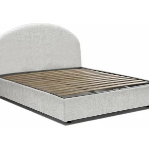 Dbonade tweepersoonsbed, Opbergbed met stoffen bekleding, 100% Made in Italy, Opening aan de voorkant, geschikt voor matras 160×190 cm, Wit